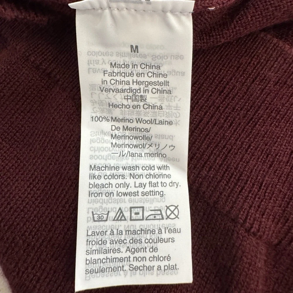 J CREW Slim washable merino wool crewneck sweater Item AD607 Burgundy Size M NEW